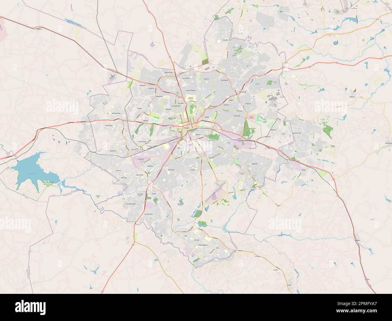 Harare, city of Zimbabwe. Open Street Map Stock Photo - Alamy