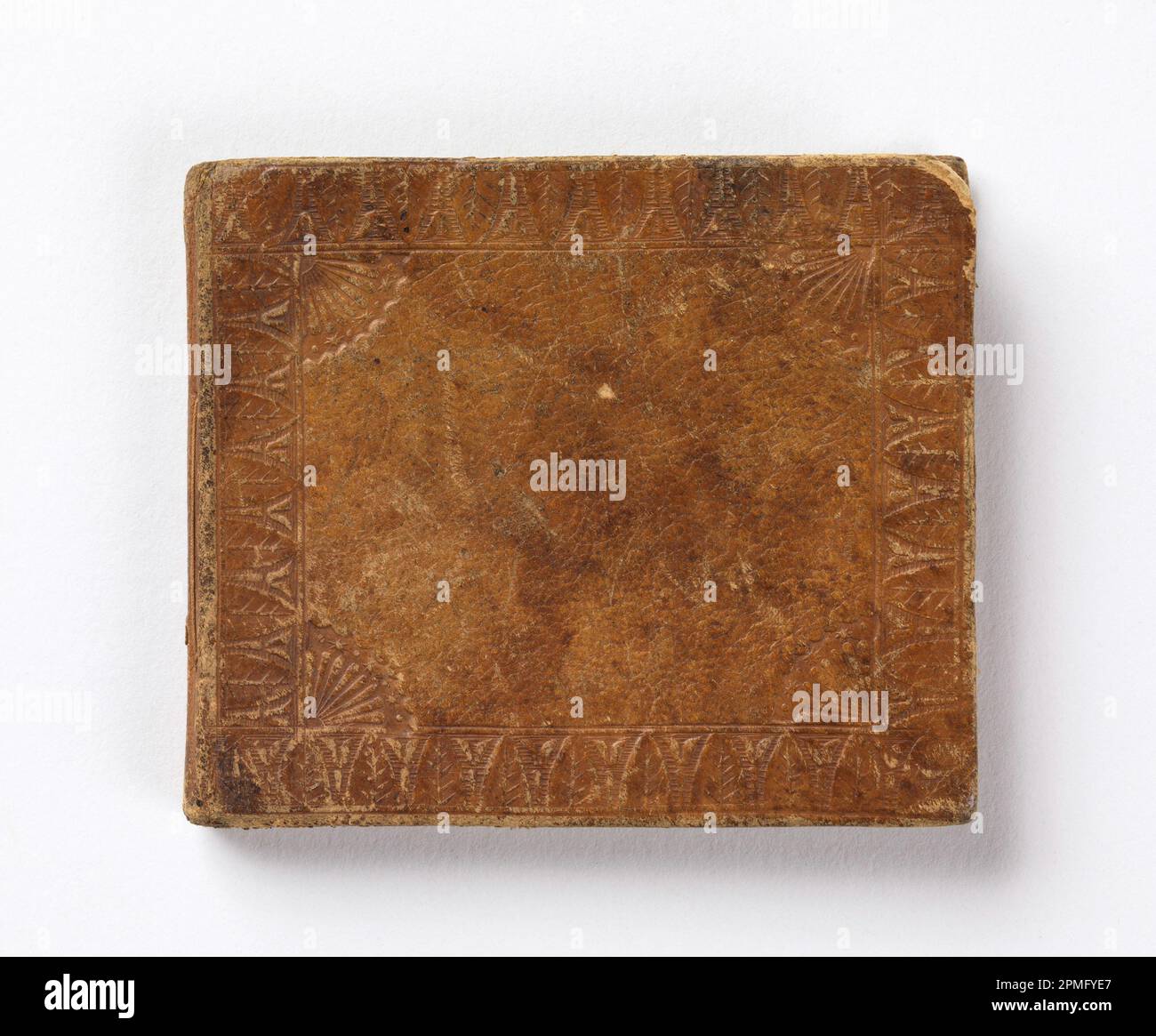 Needle Case (Germany); label stamped leather covers, painted silk