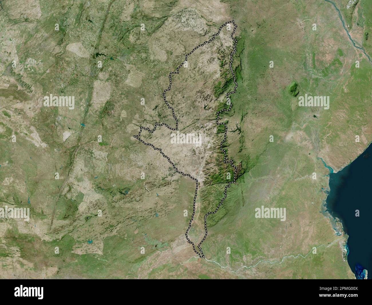 Manicaland, province of Zimbabwe. High resolution satellite map Stock Photo