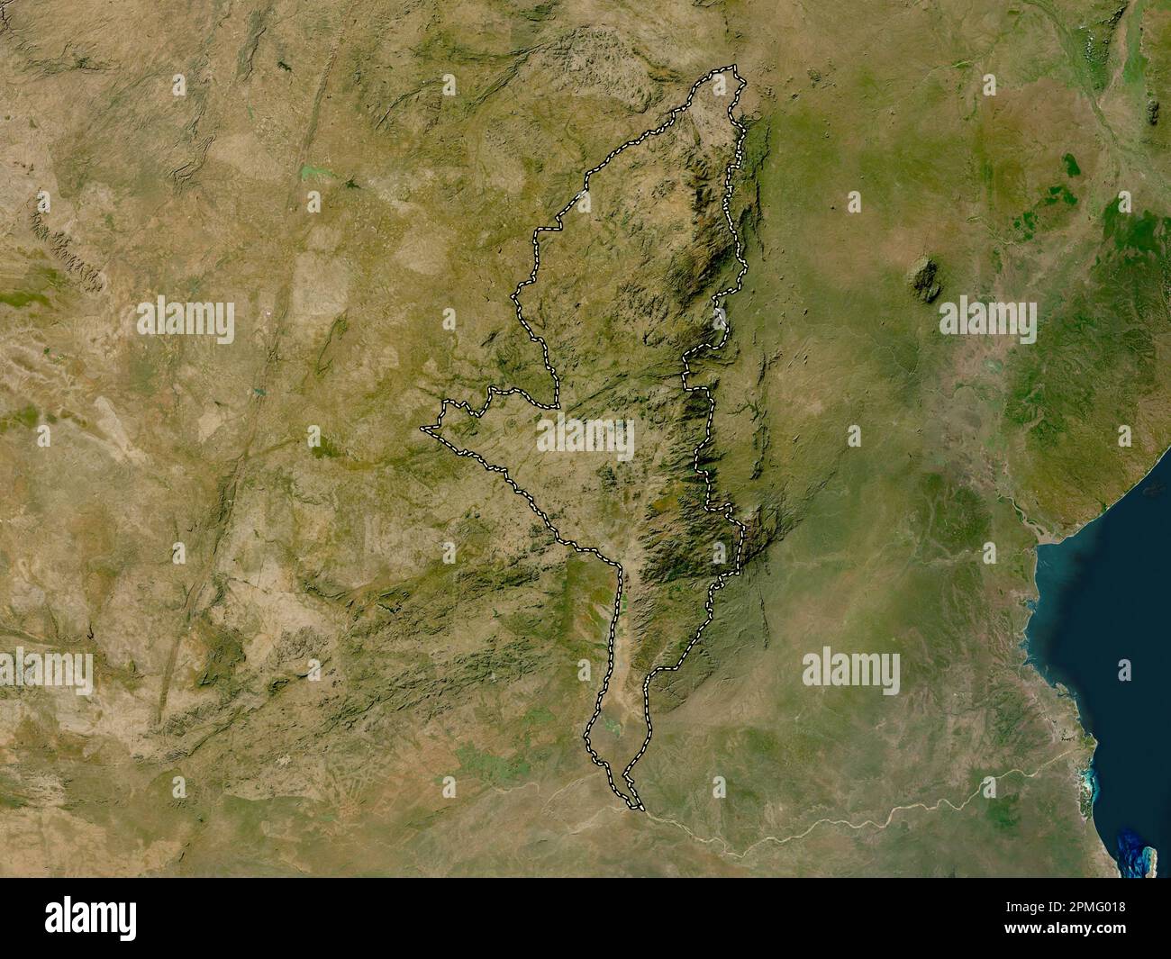 Manicaland, province of Zimbabwe. Low resolution satellite map Stock Photo