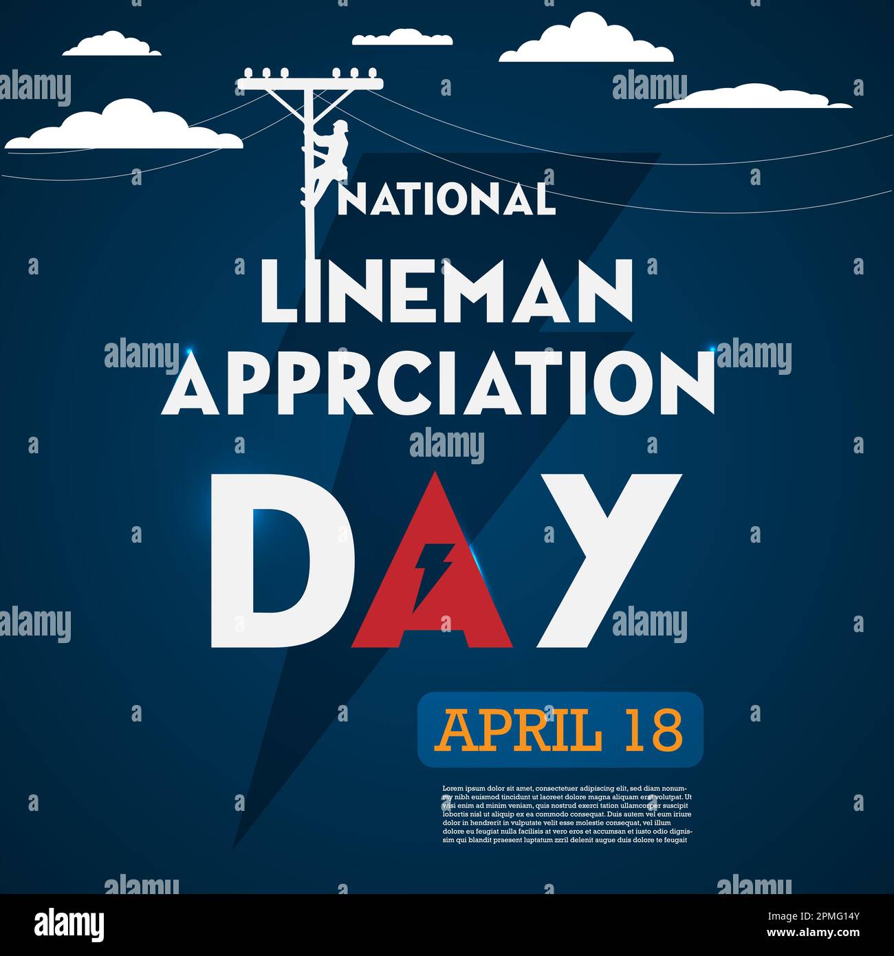 National Lineman Appreciation Day Holiday concept. Poster, web banner