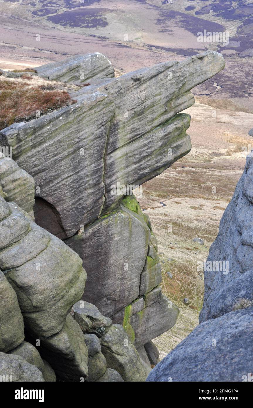 Signposts Rock Rock formation looking like a signpost, on the North edge of Kinder ...