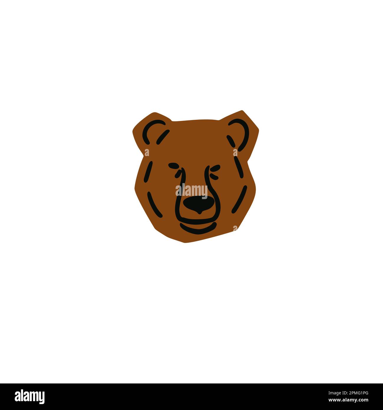 Bear head illustration in minimalist cutting style isolated on white ...