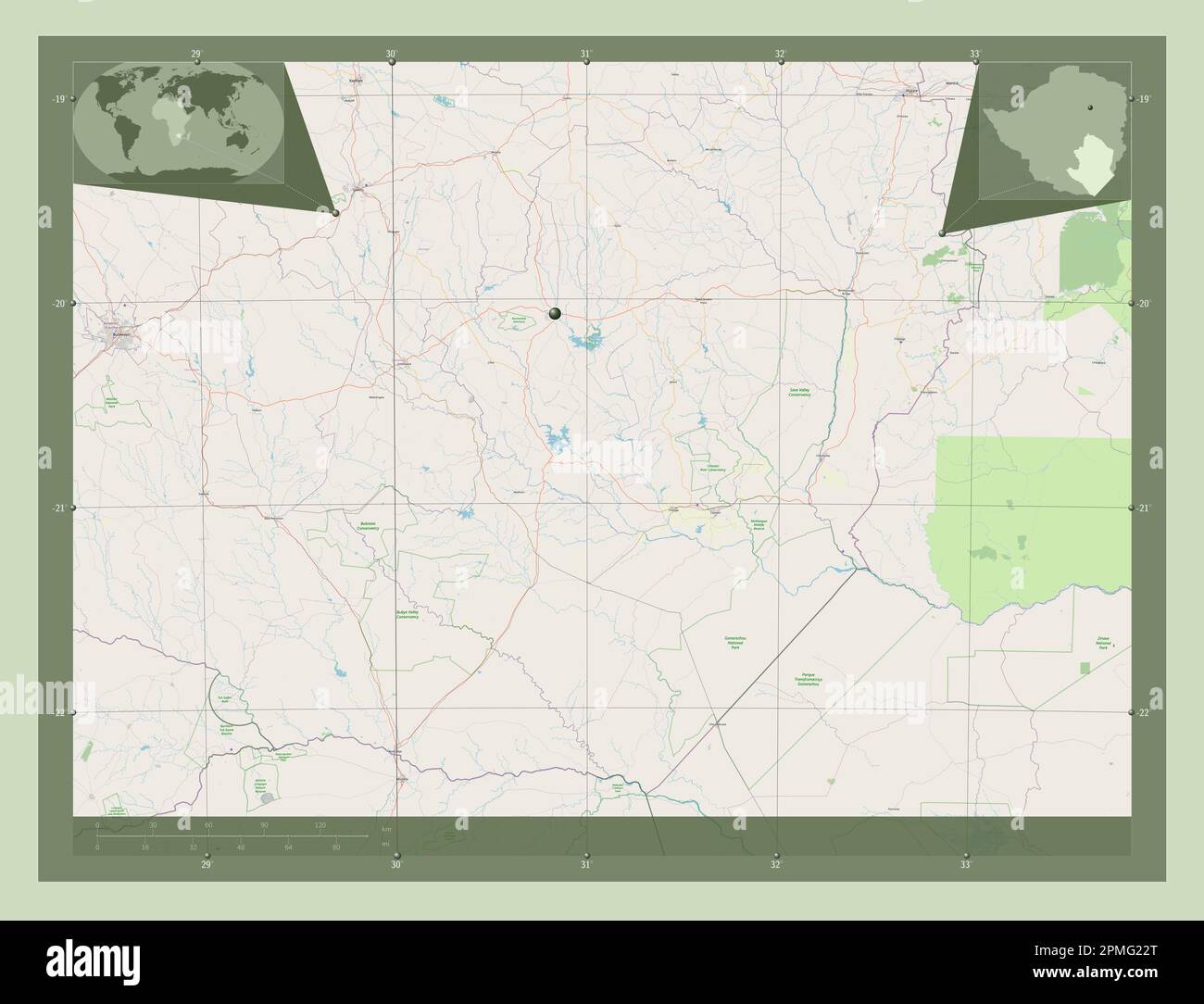 Masvingo, province of Zimbabwe. Open Street Map. Corner auxiliary ...