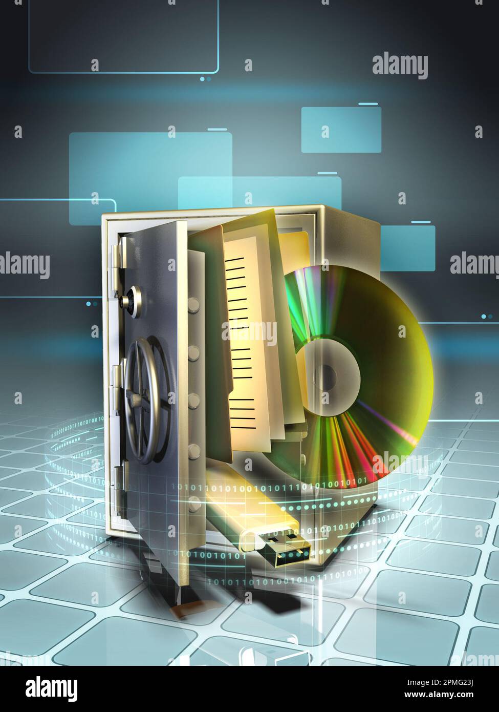 Digital media stored in a safe. Digital illustration Stock Photo Alamy