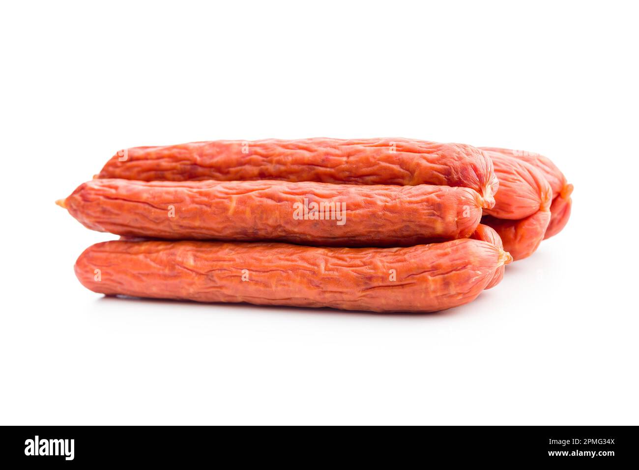 Tasty sausages. Frankfurters isolated on the white background. Stock Photo