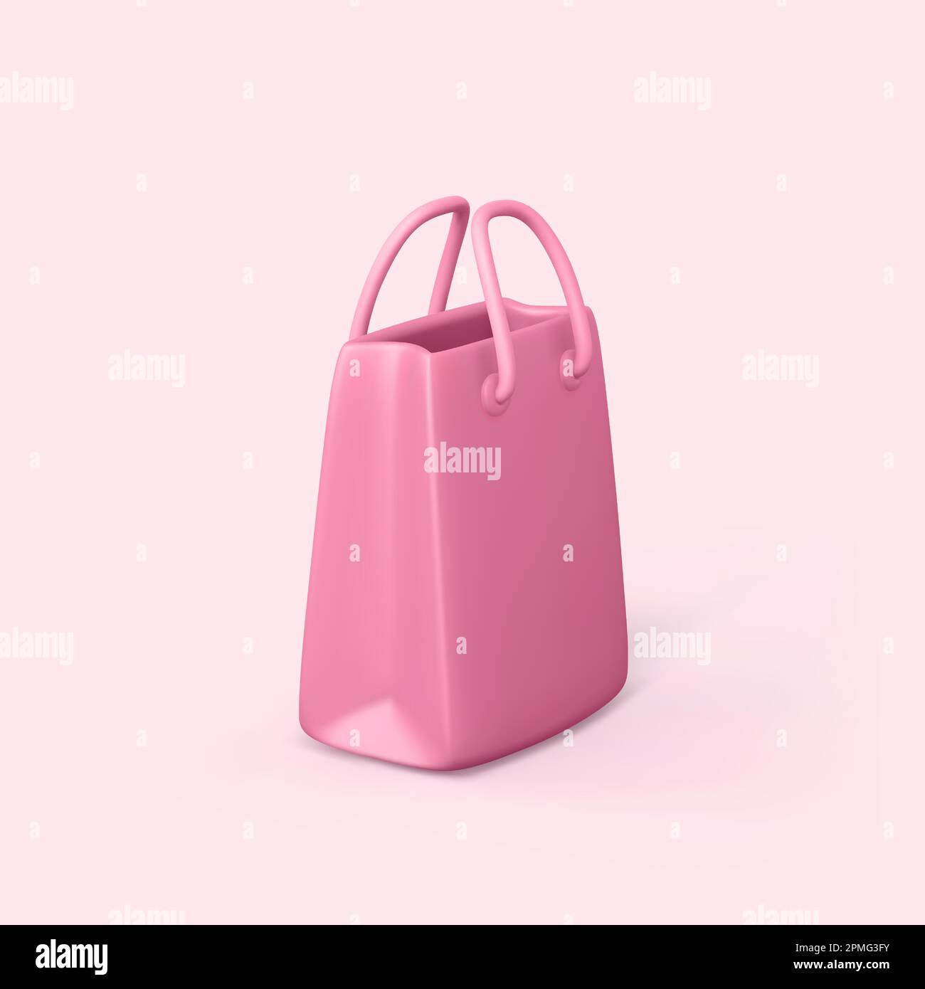 Store pink bag. Fashion shopping package. Gift bag in realistic 3D desig. Vector illustration Stock Vector