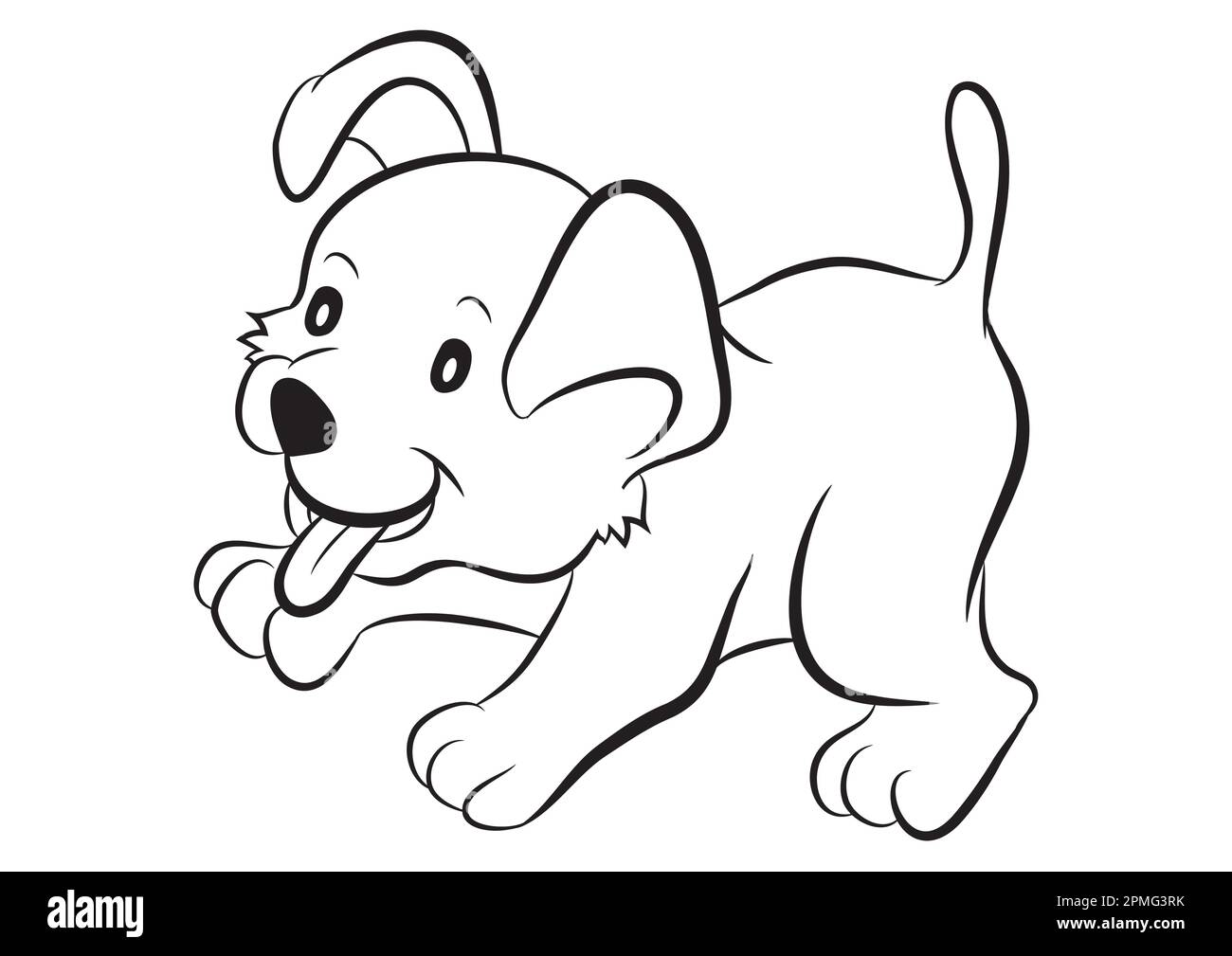 Black and White Cartoon Dog Stock Vector