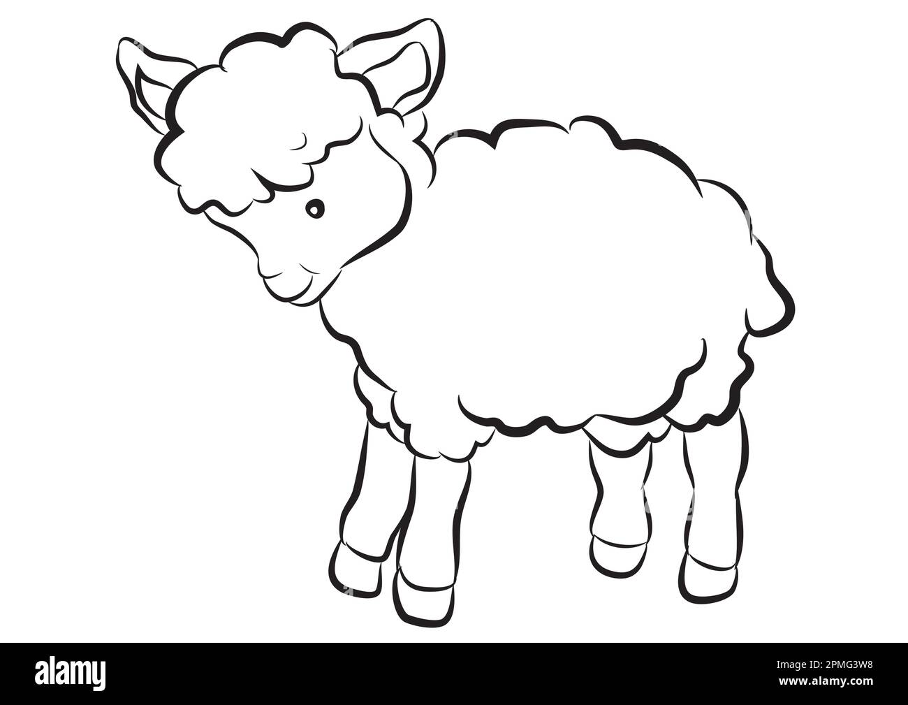 Black and White Cartoon Sheep Stock Vector