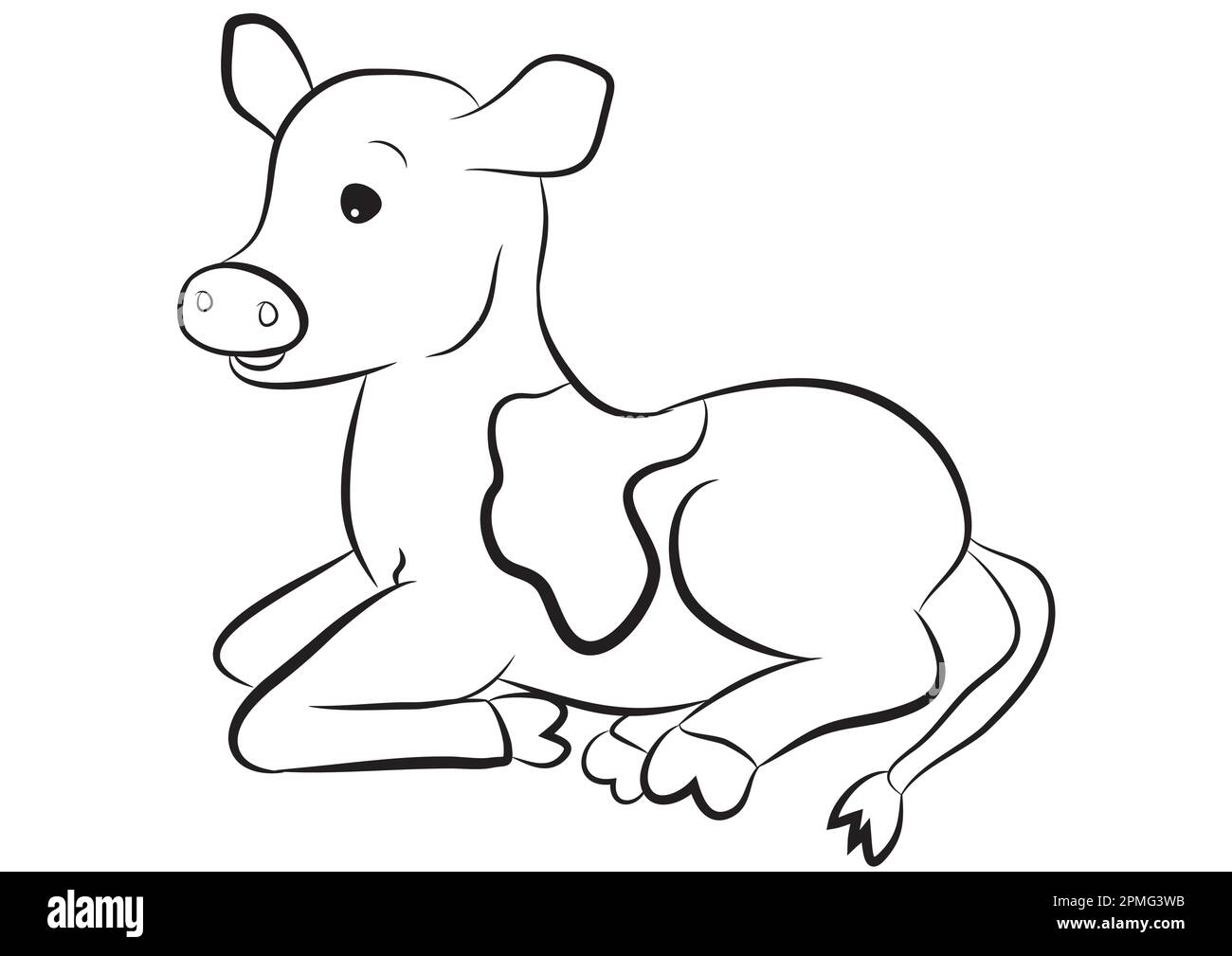 Black and White Cartoon Cow Vector Stock Vector