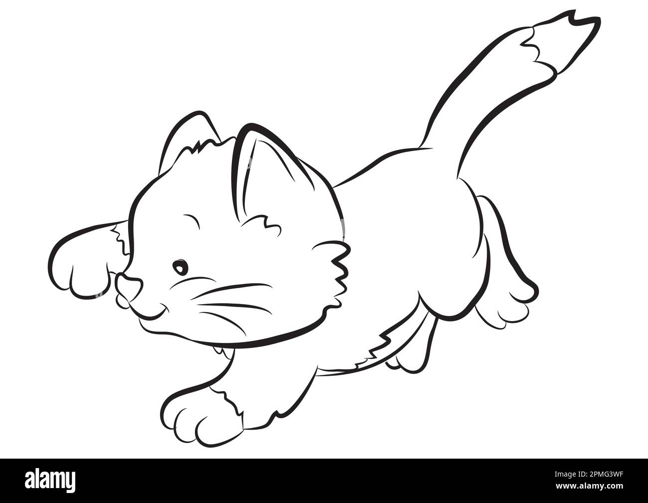 Black and White Cartoon Kitten Stock Vector Image & Art Alamy