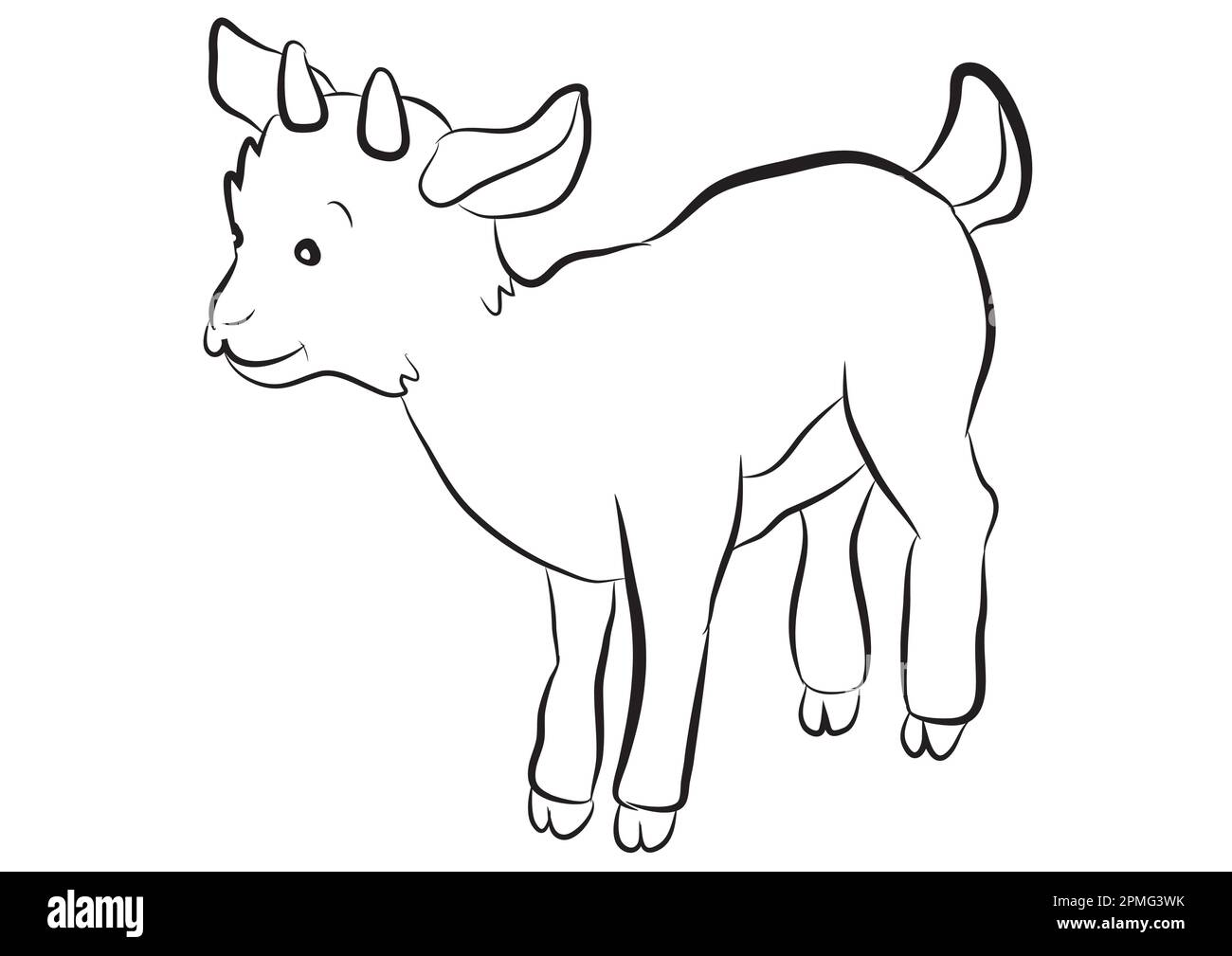 Black and White Cartoon Goat Stock Vector