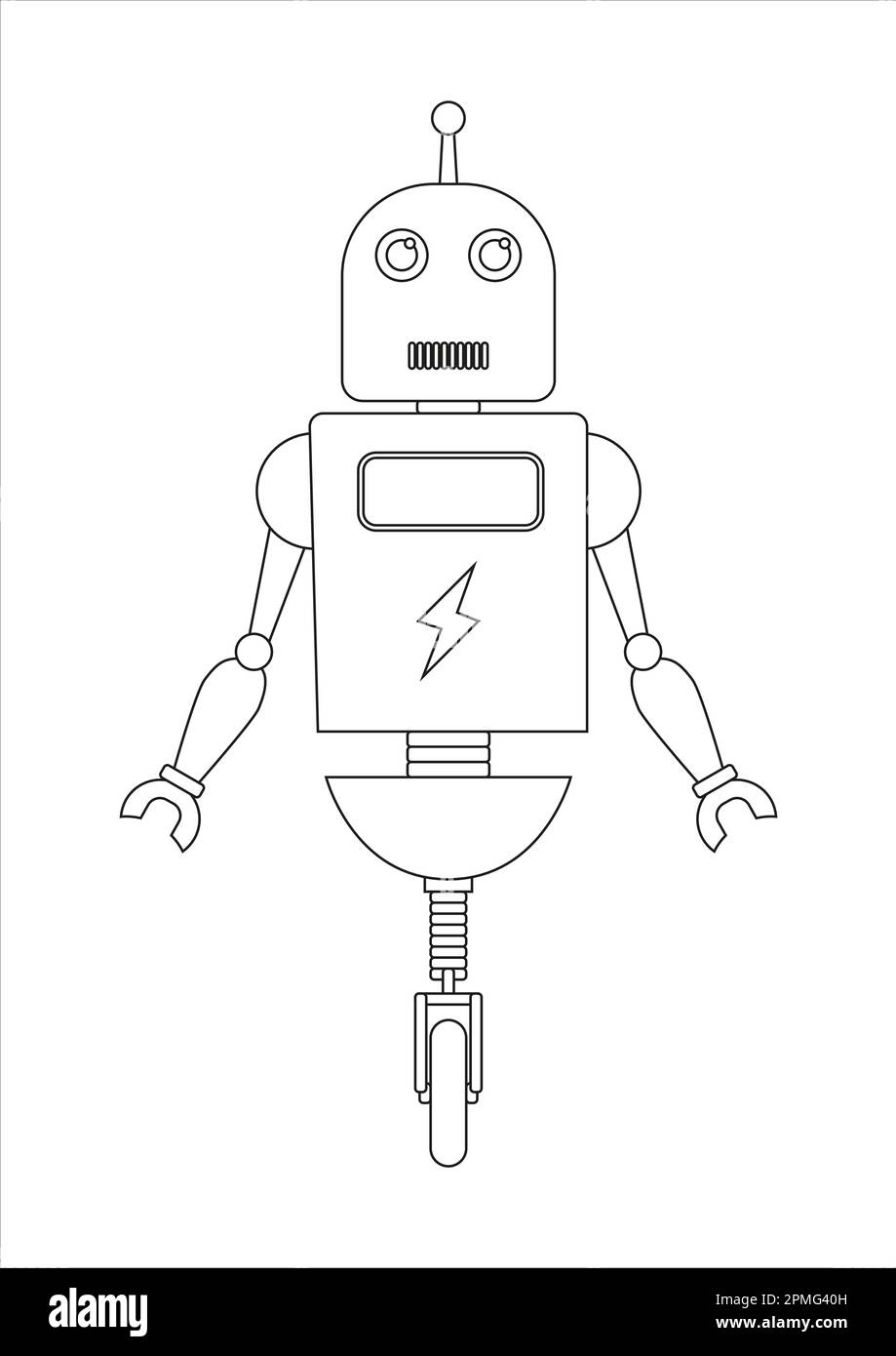 Coloring Page Of Robot Cartoon Character Stock Vector