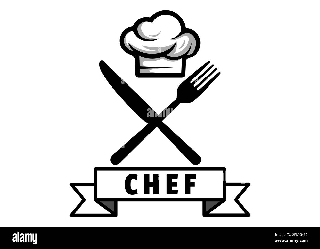 Black and white chef logo vector illustration Stock Vector Image & Art