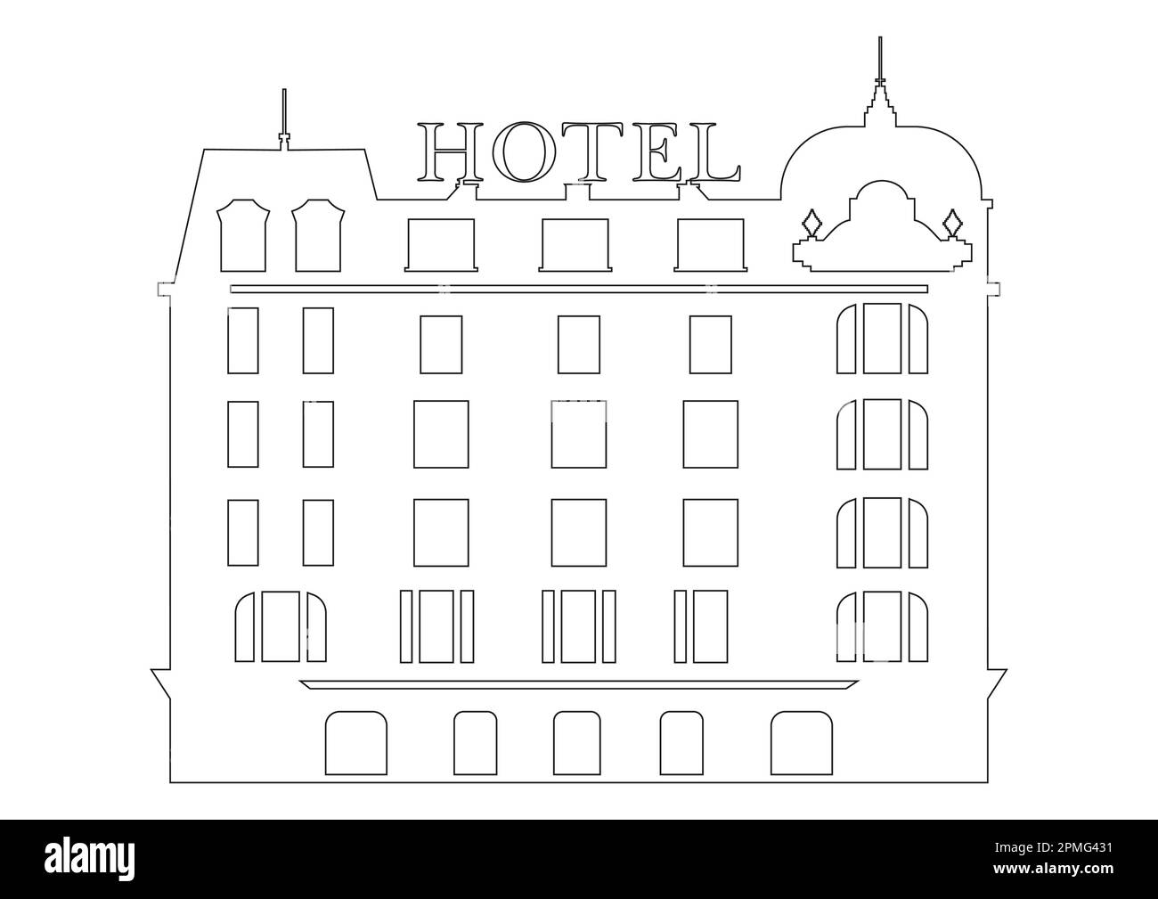 Royal Hotel Sticker on white background. Black and white hotel icon