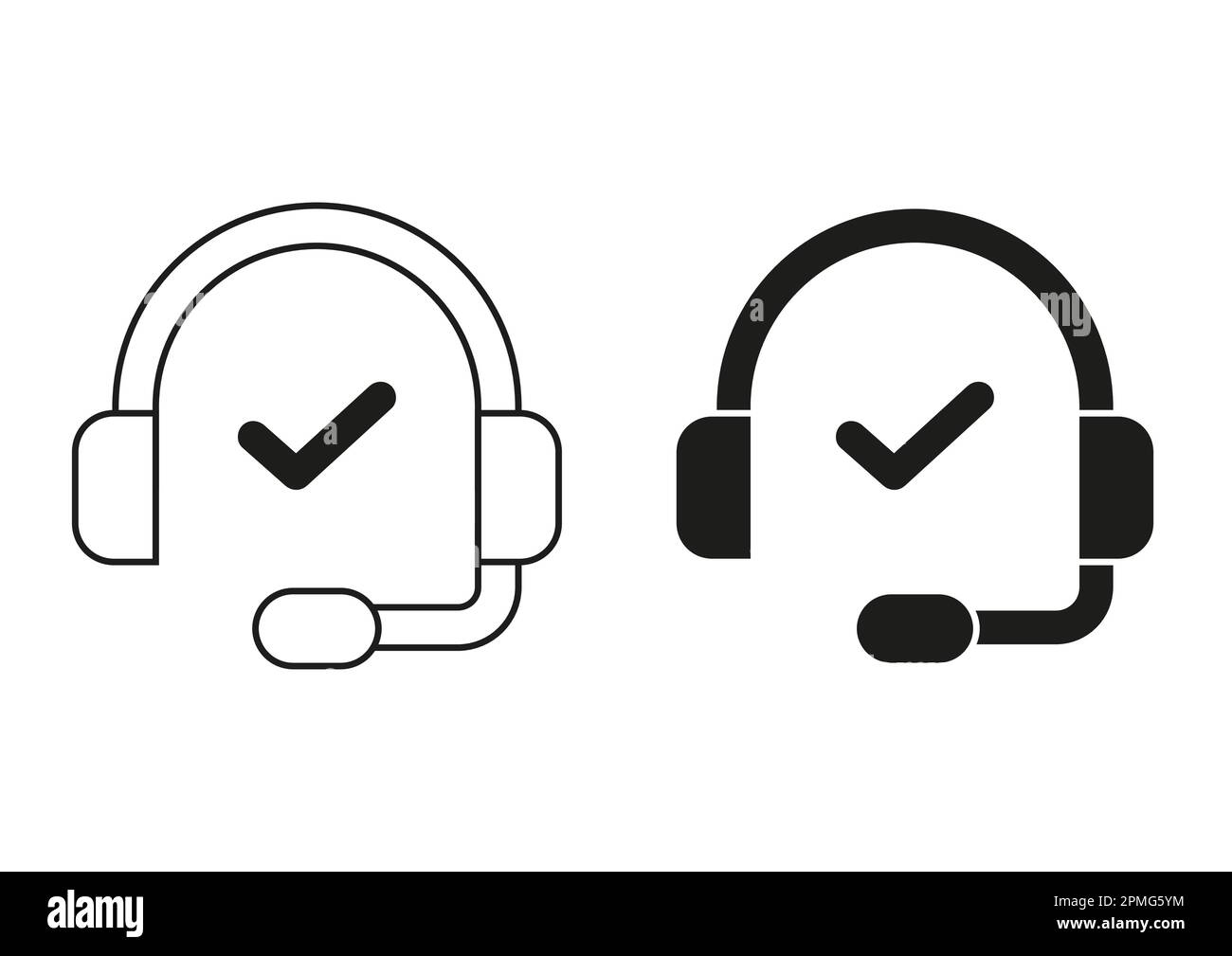 Black And White Call Center Flat Icon Vector Stock Vector