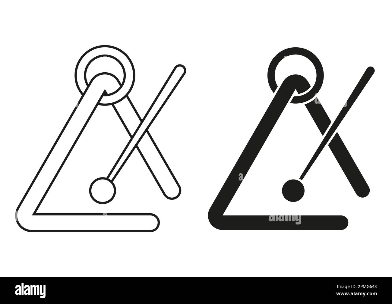 Black And White Musical Triangle Icon Flat Design Vector Stock Vector