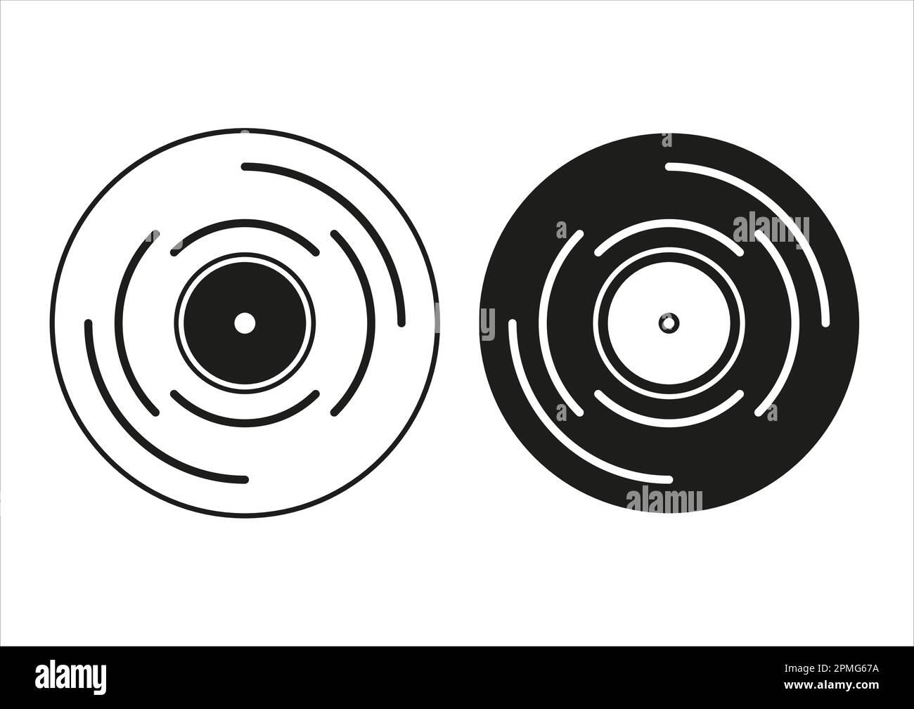 Black And White Phonograph Record Icon Flat Design Vector Stock Vector