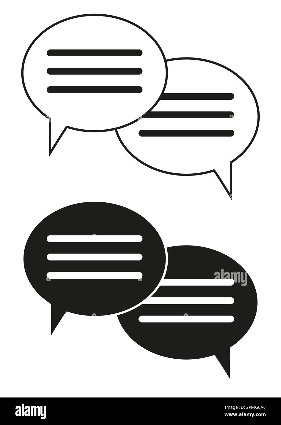 Black And White Text Message Conversation Vector Icon Stock Vector