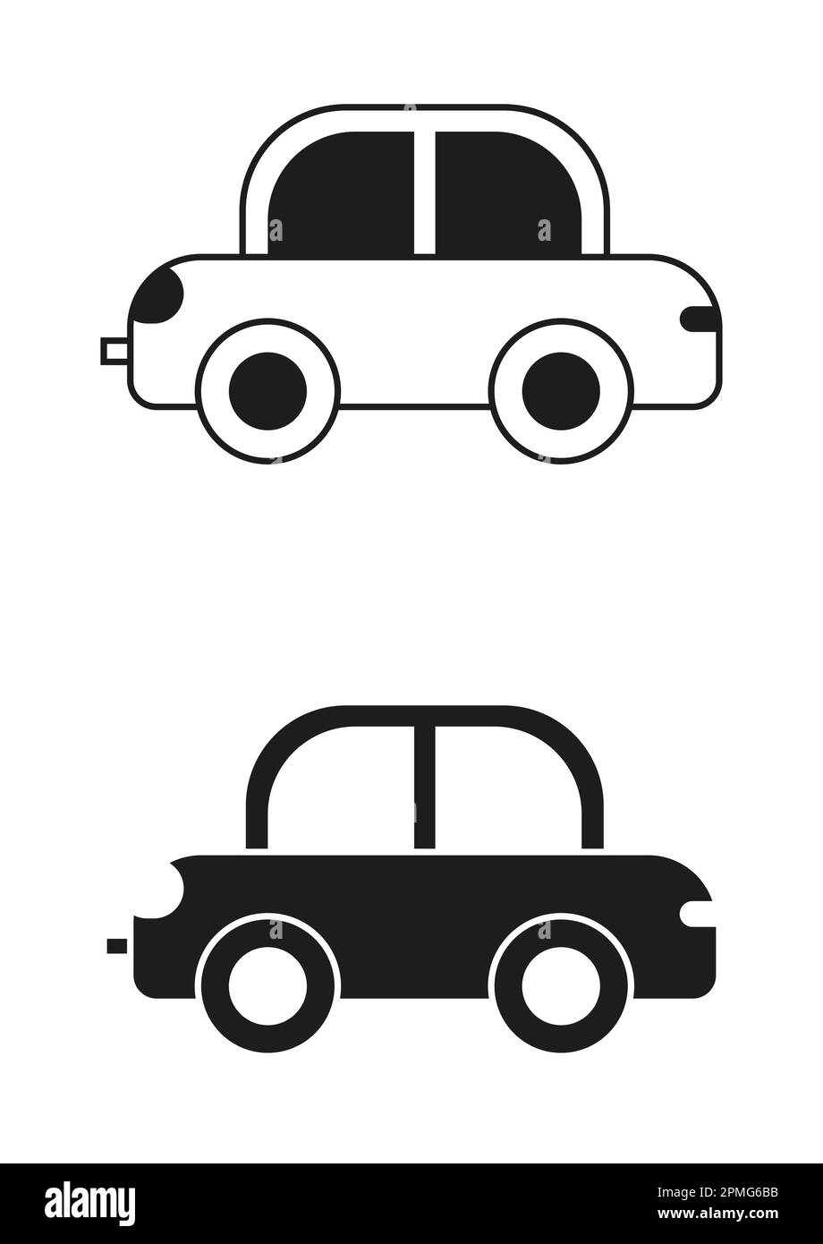Black And White Toy Car Icon Flat Design Vector Stock Vector
