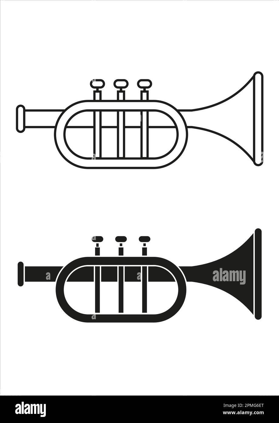 Black And White Trumpet Icon Flat Design Vector Stock Vector