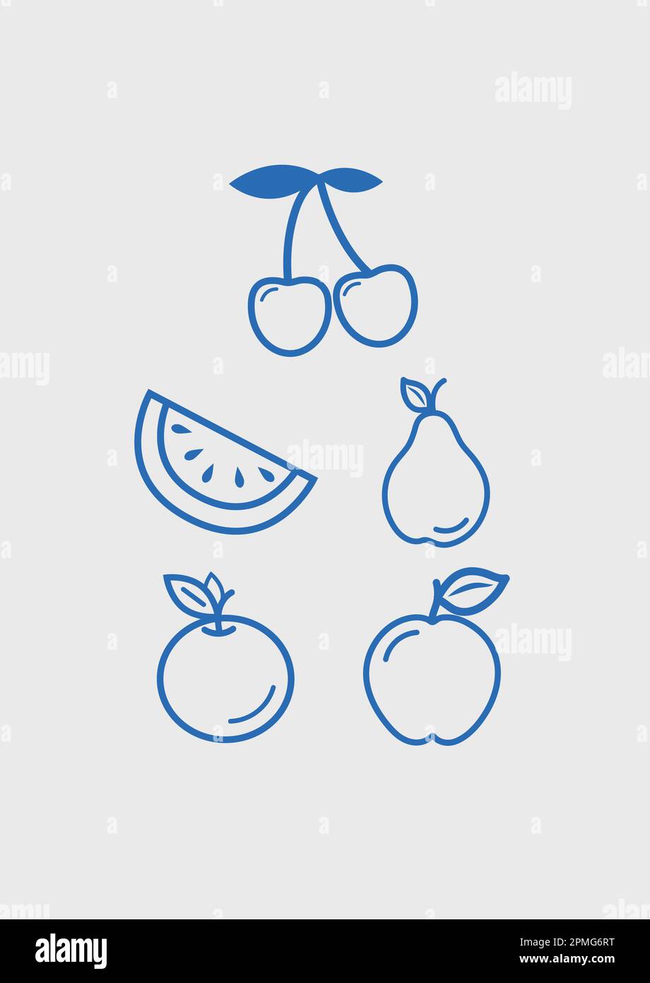 Set of fruits icon vector Stock Vector