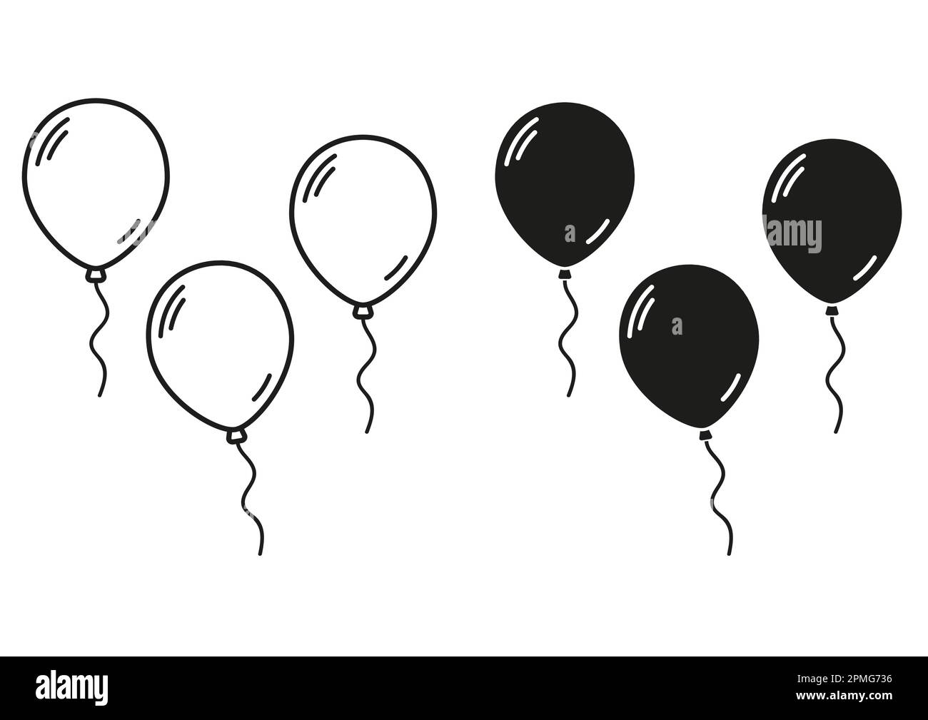 Black And White Balloons Icon Flat Design Vector Stock Vector