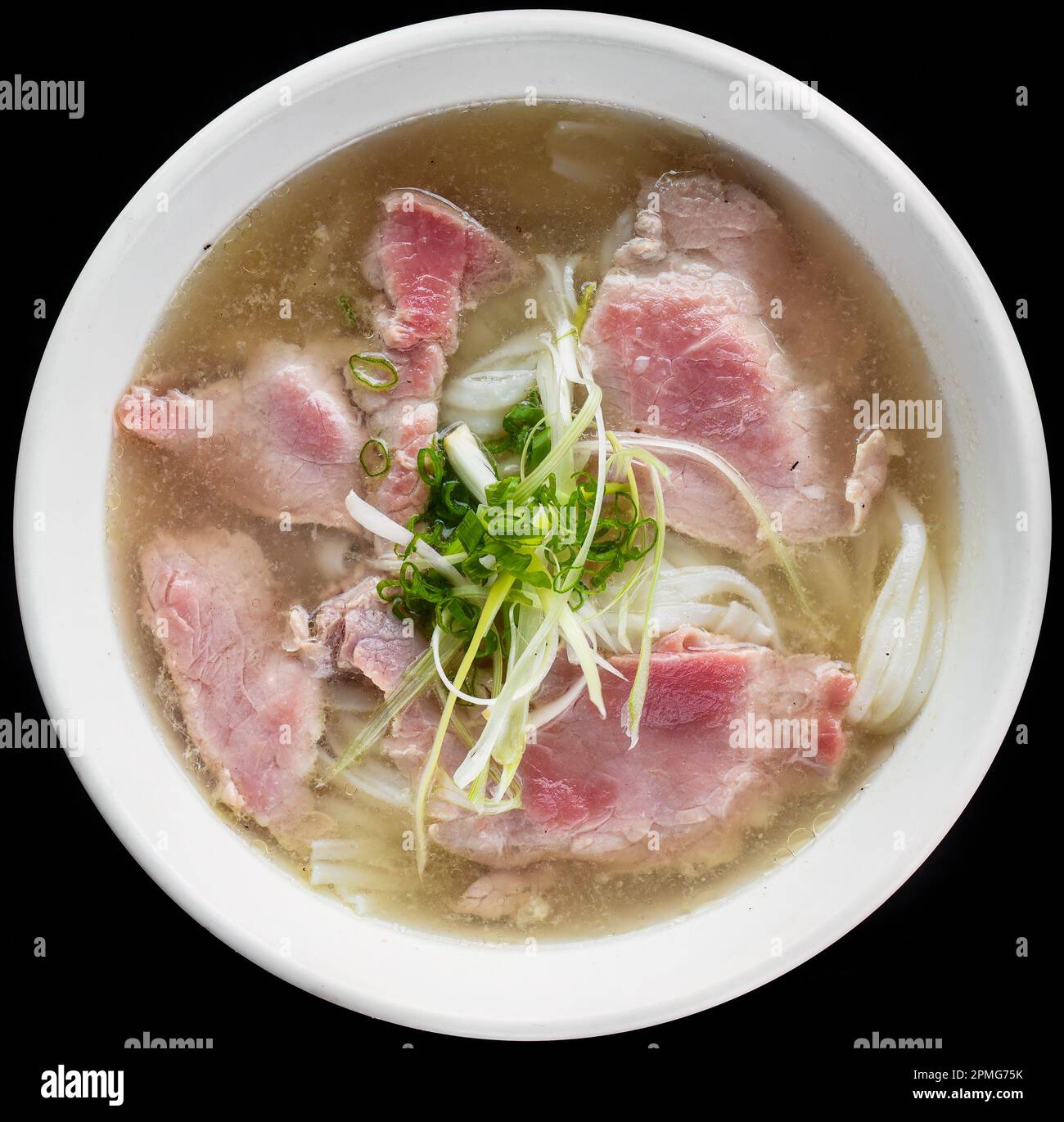 Traditional vietnamese soup Pho bo on black background Stock Photo