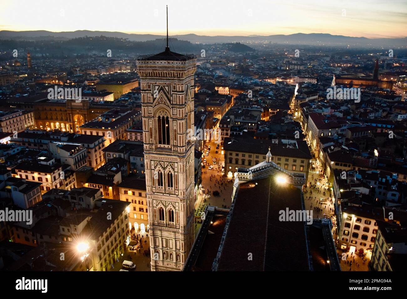 A bird's-eye view of the Giotto's bell tower in Italy, a remarkable piece of architecture Stock Photo