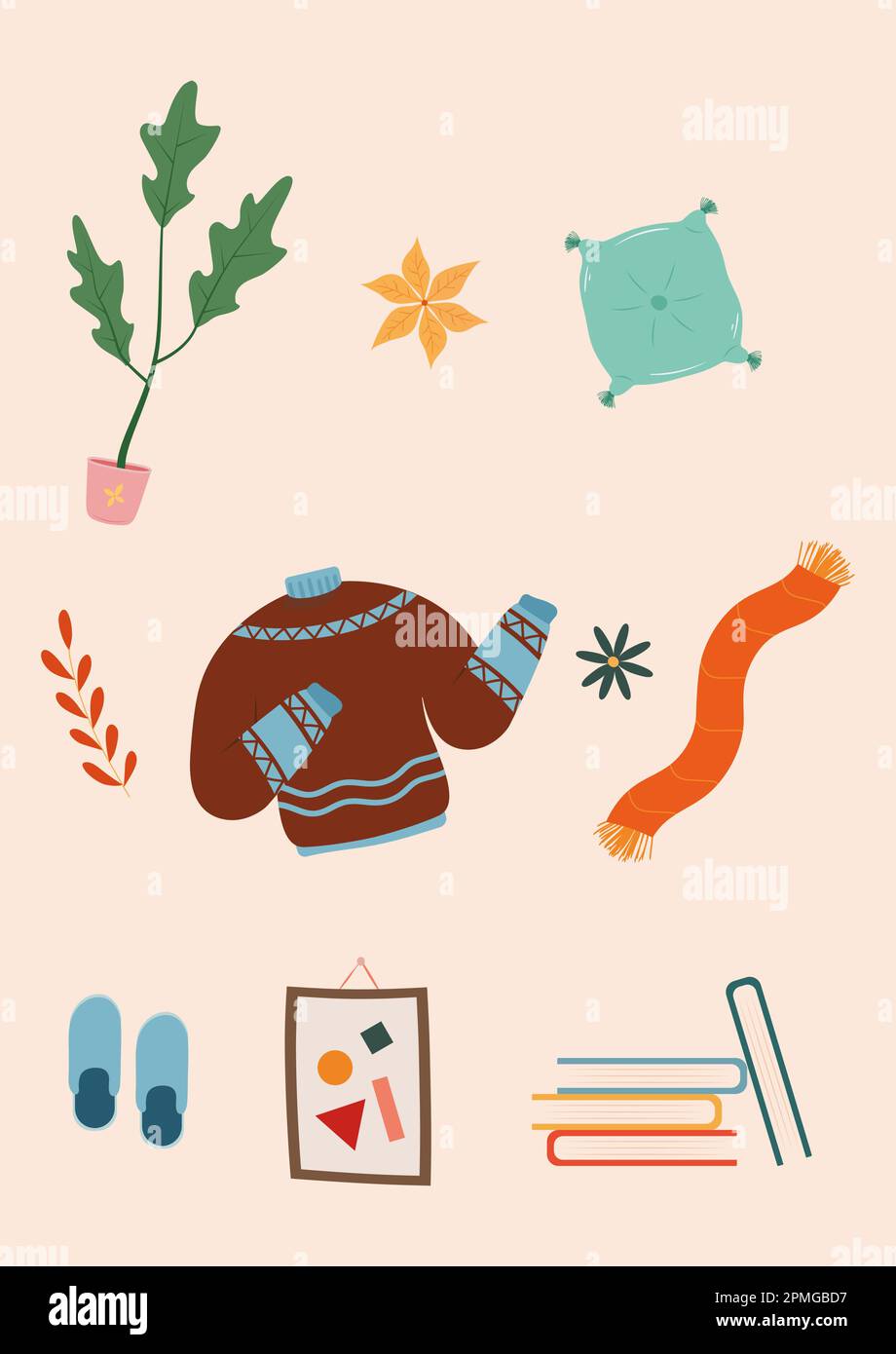 Autumn Hygge Cozy Collections In Flat Style Vector Stock Vector Image And Art Alamy 3267