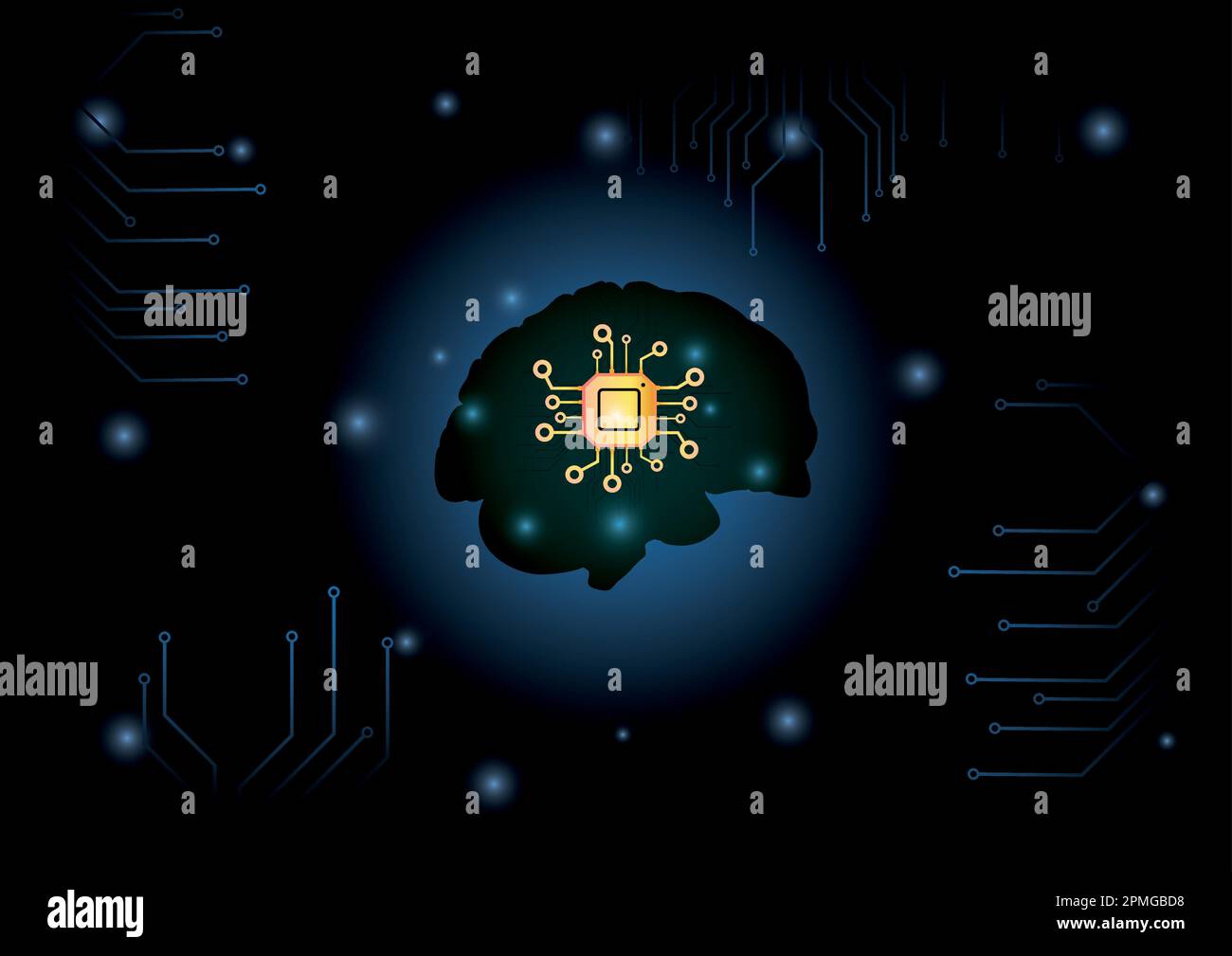 Artificial intelligence brain. Vector illustration of artificial intelligence Stock Vector