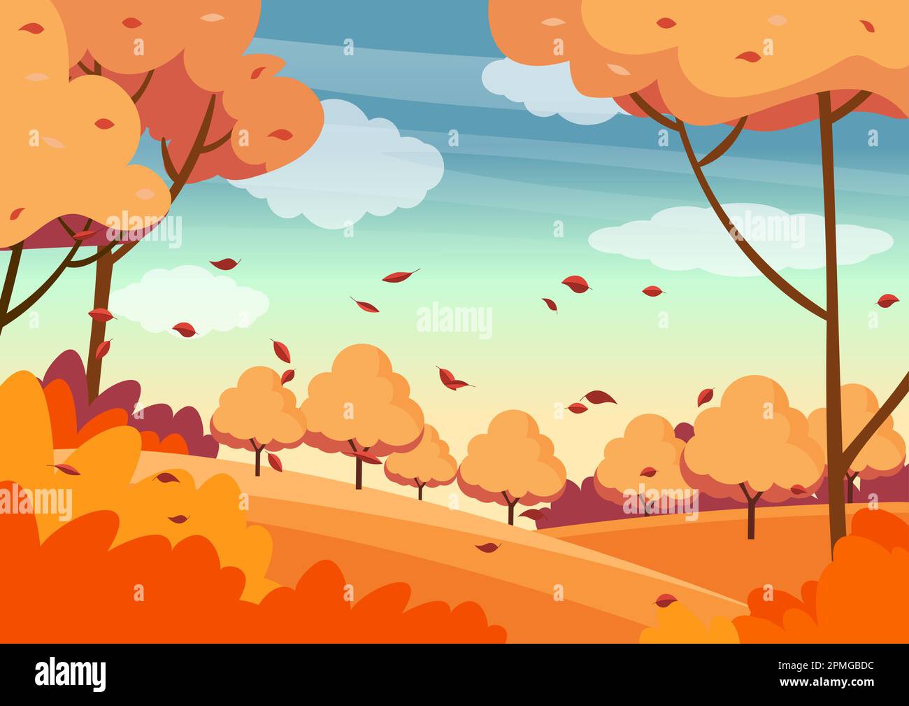 Beautiful Autumn Season Landscape Background Stock Vector