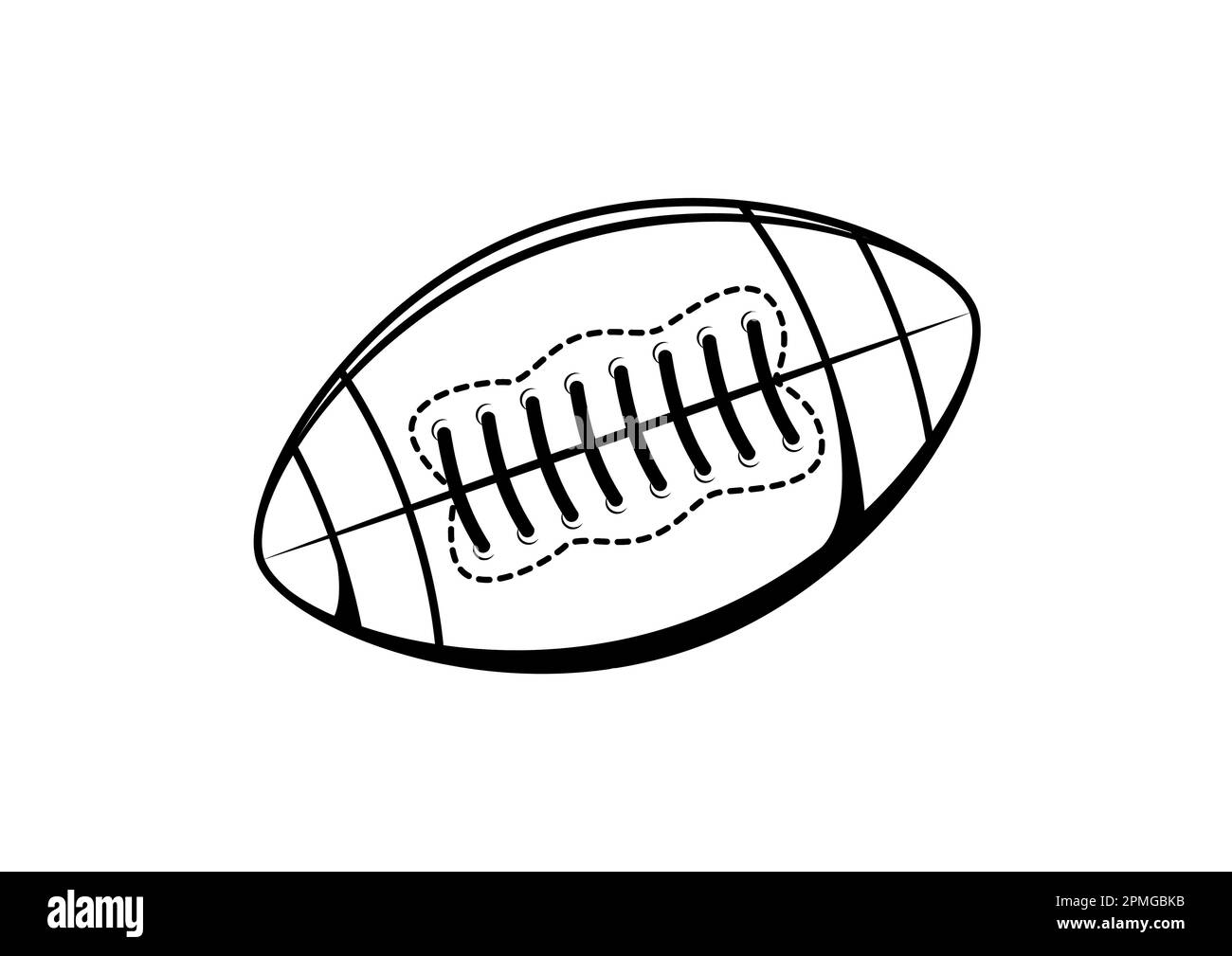 Black and White Rugby Ball Clipart Vector on White Background Stock