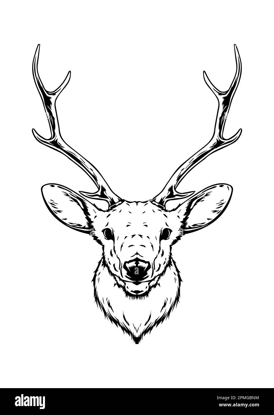 Black and White Deer Head Flat Design Vector Stock Vector Image & Art