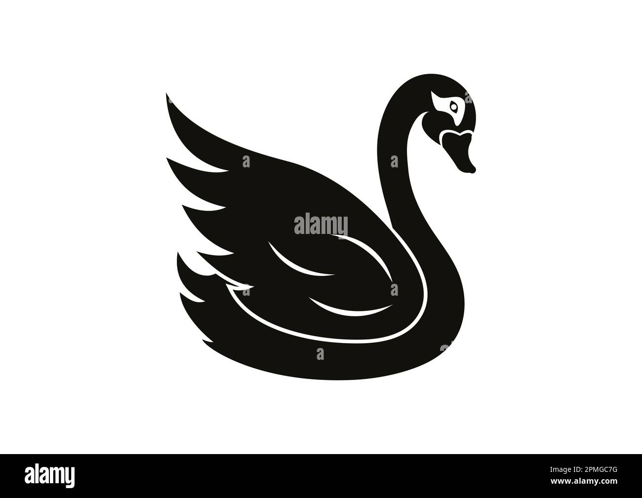 Black Swan Clipart Vector Flat Design Isolated On white Background. Black Swan Icon Stock Vector