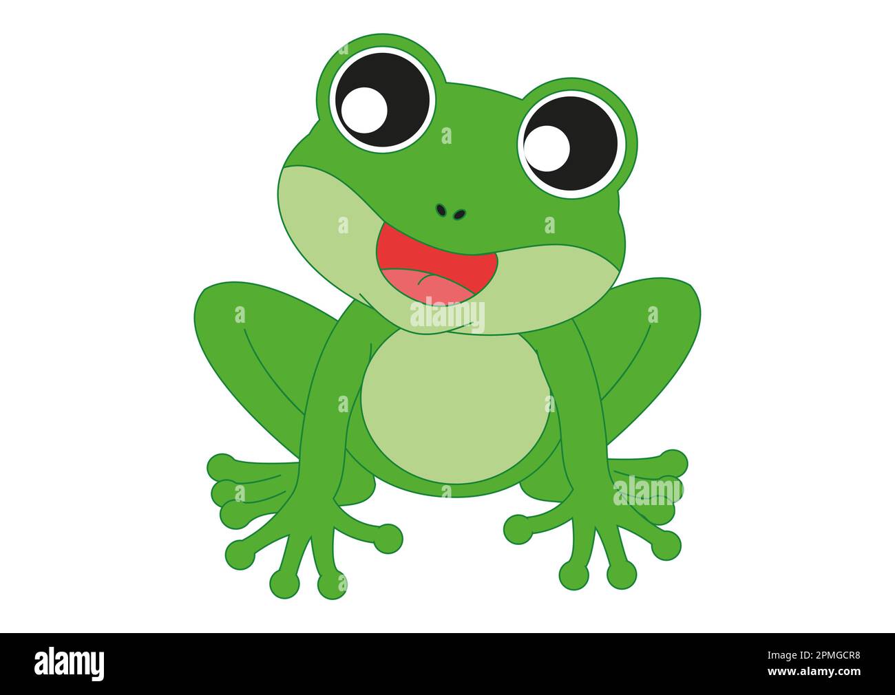 Cartoon Frog who sings. Vector Illustration of Green Frog Stock Vector