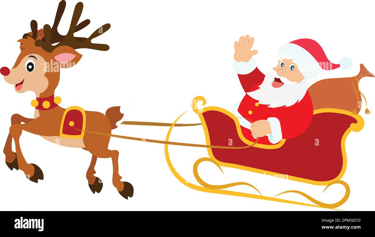 Cartoon Santa Claus with reindeer Stock Vector Image & Art Alamy