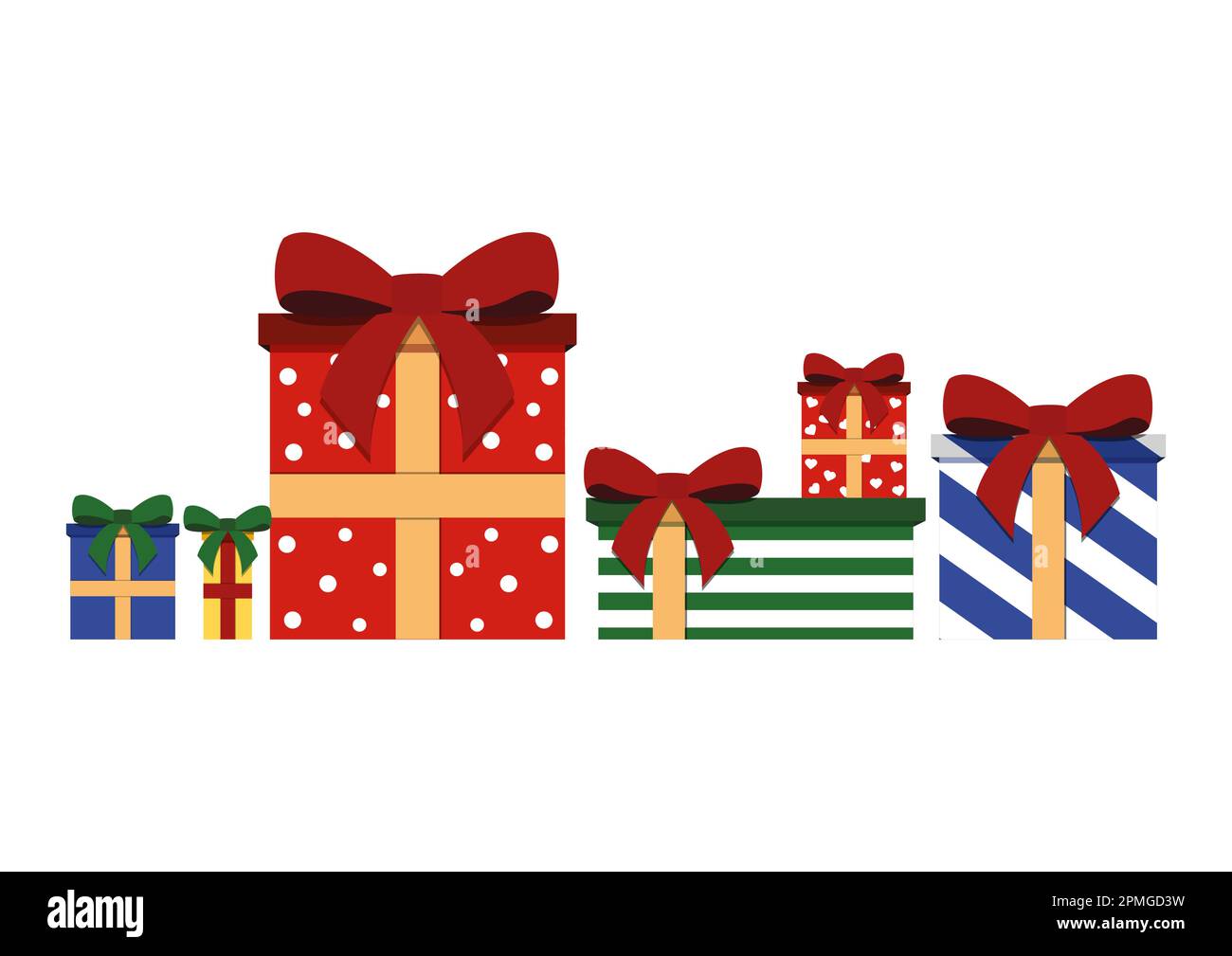 https://c8.alamy.com/comp/2PMGD3W/christmas-gifts-on-white-background-vector-christmas-presents-on-flat-style-2PMGD3W.jpg