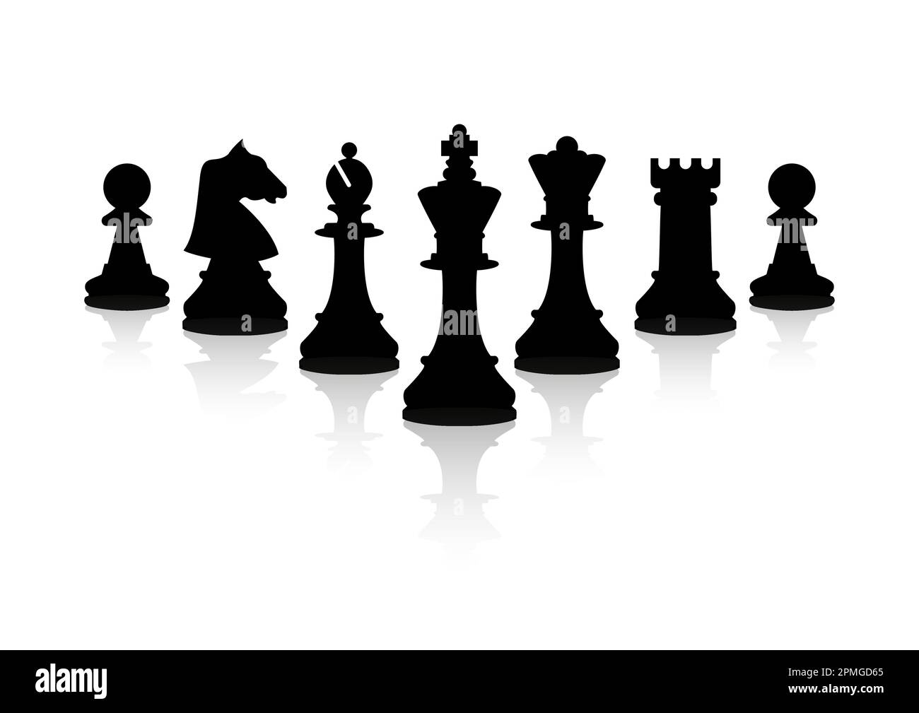 Chess Pieces Clipart Flat Design. Black Chess Pieces Vector Stock Vector