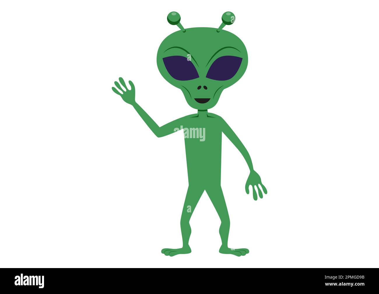 Cartoon green alien. Vector illustration of aliens isolated on a white background Stock Vector