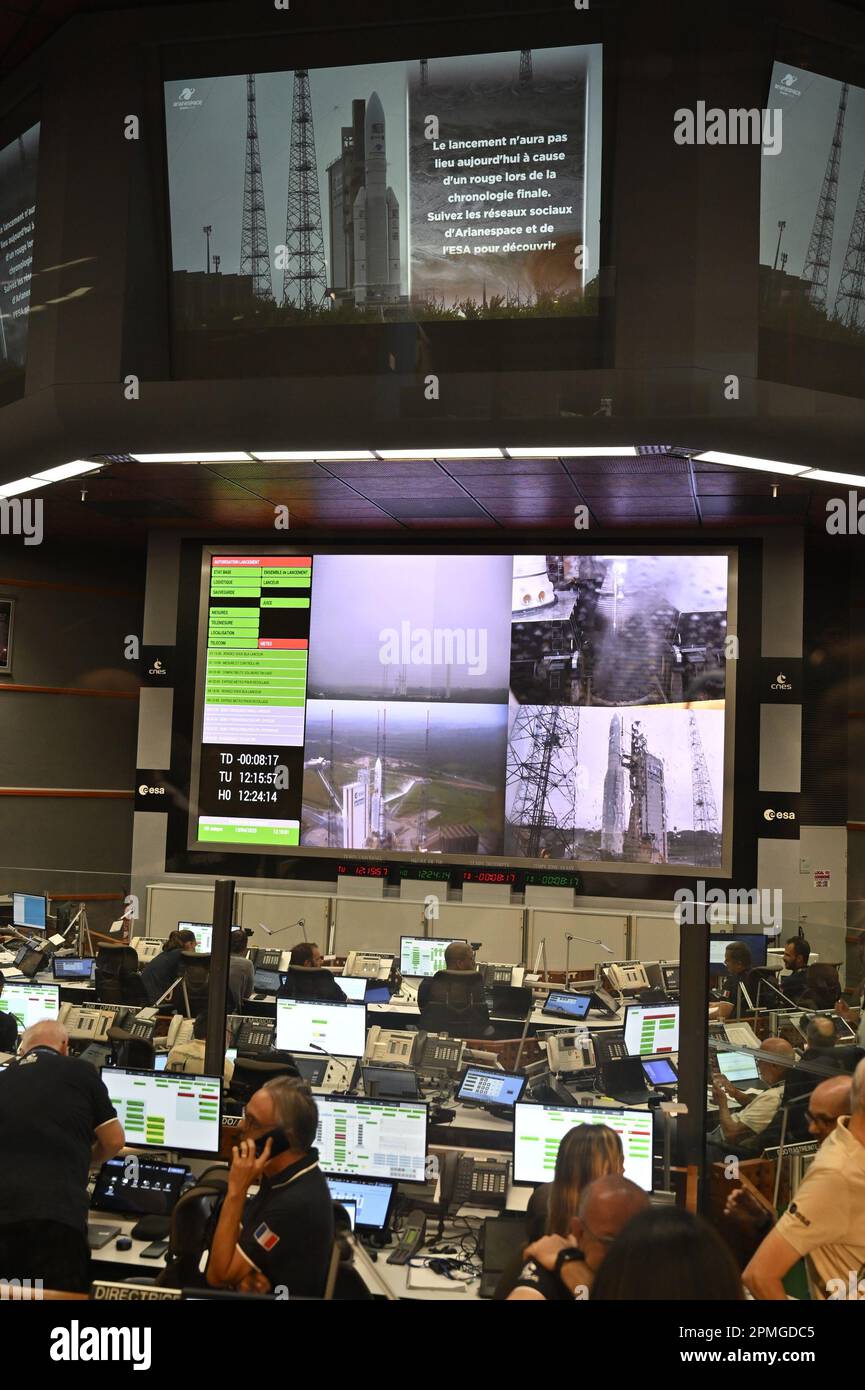 Cayenne, France. 13th Apr, 2023. Illustration shows a note on the giant