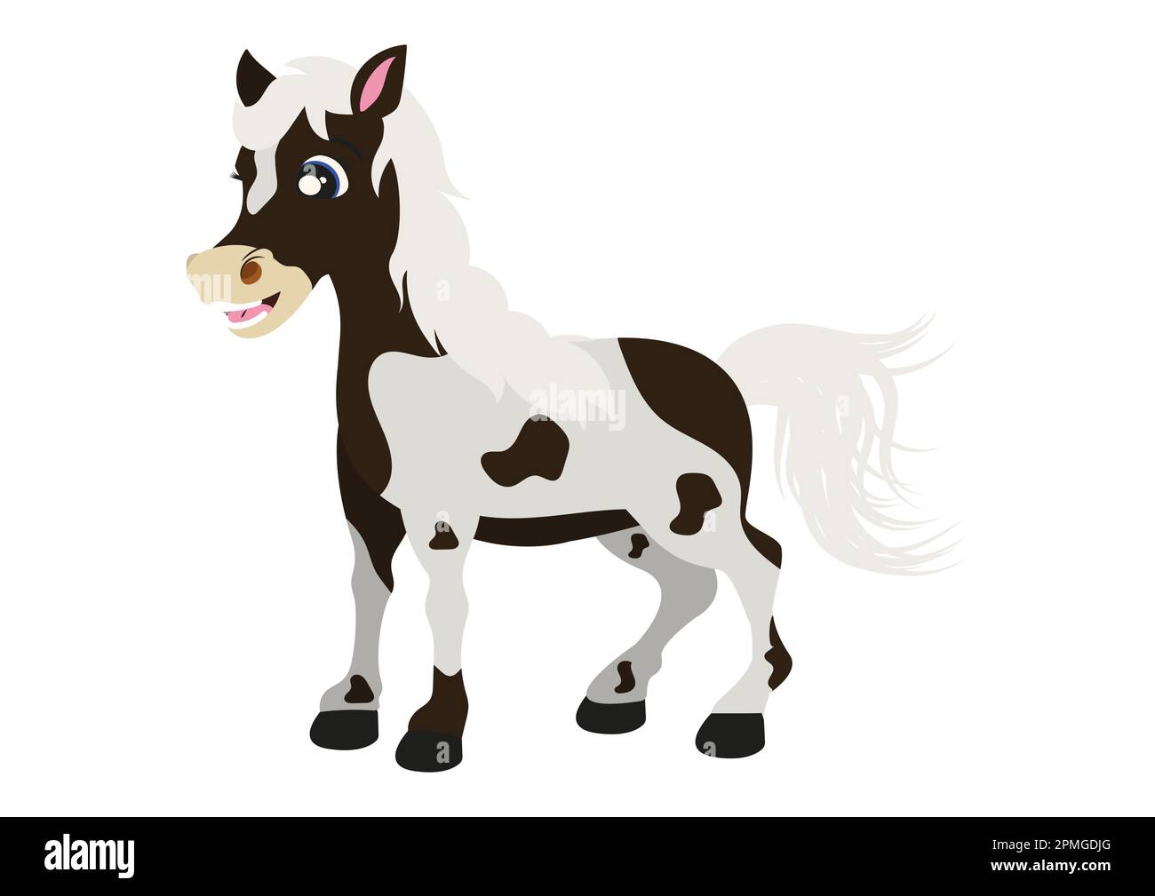 Cartoon white horse with brown spots Stock Vector