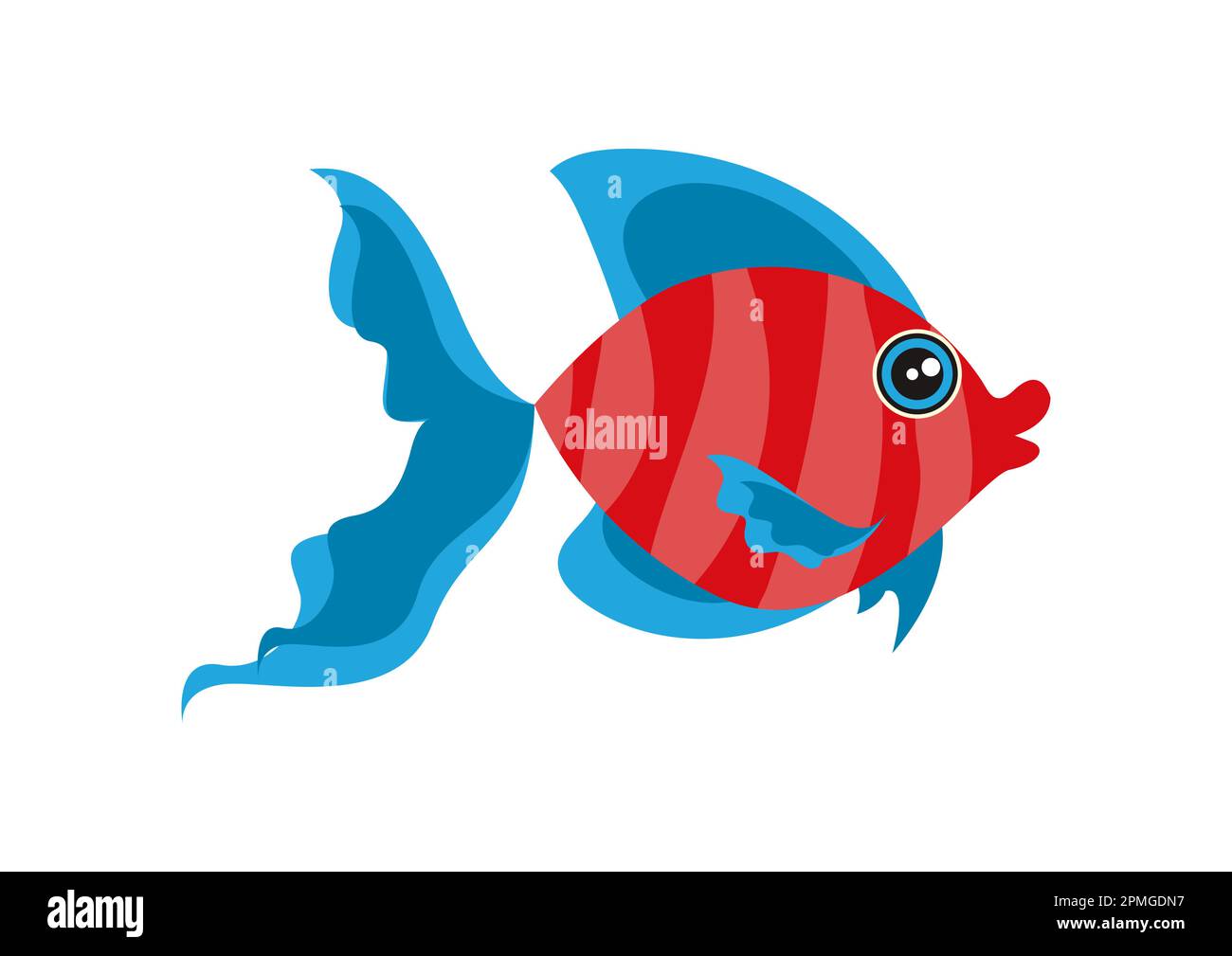 Cartoon red fish in flat style. Vector illustration of aquarium fish isolated on white background Stock Vector