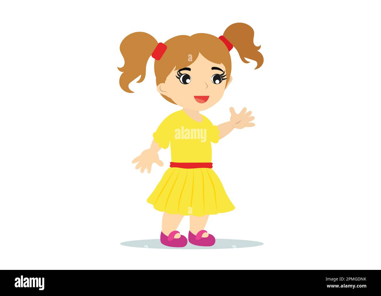 Clipart character of happy little girl Stock Vector