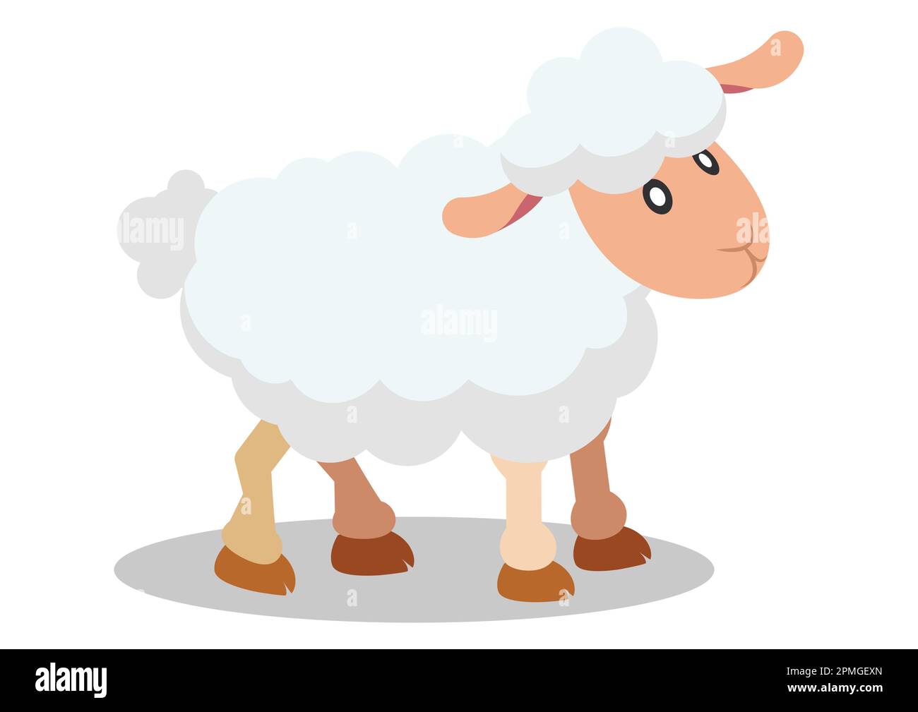 Flat vector design of cute sheep. Cartoon sheep isolated on white background Stock Vector