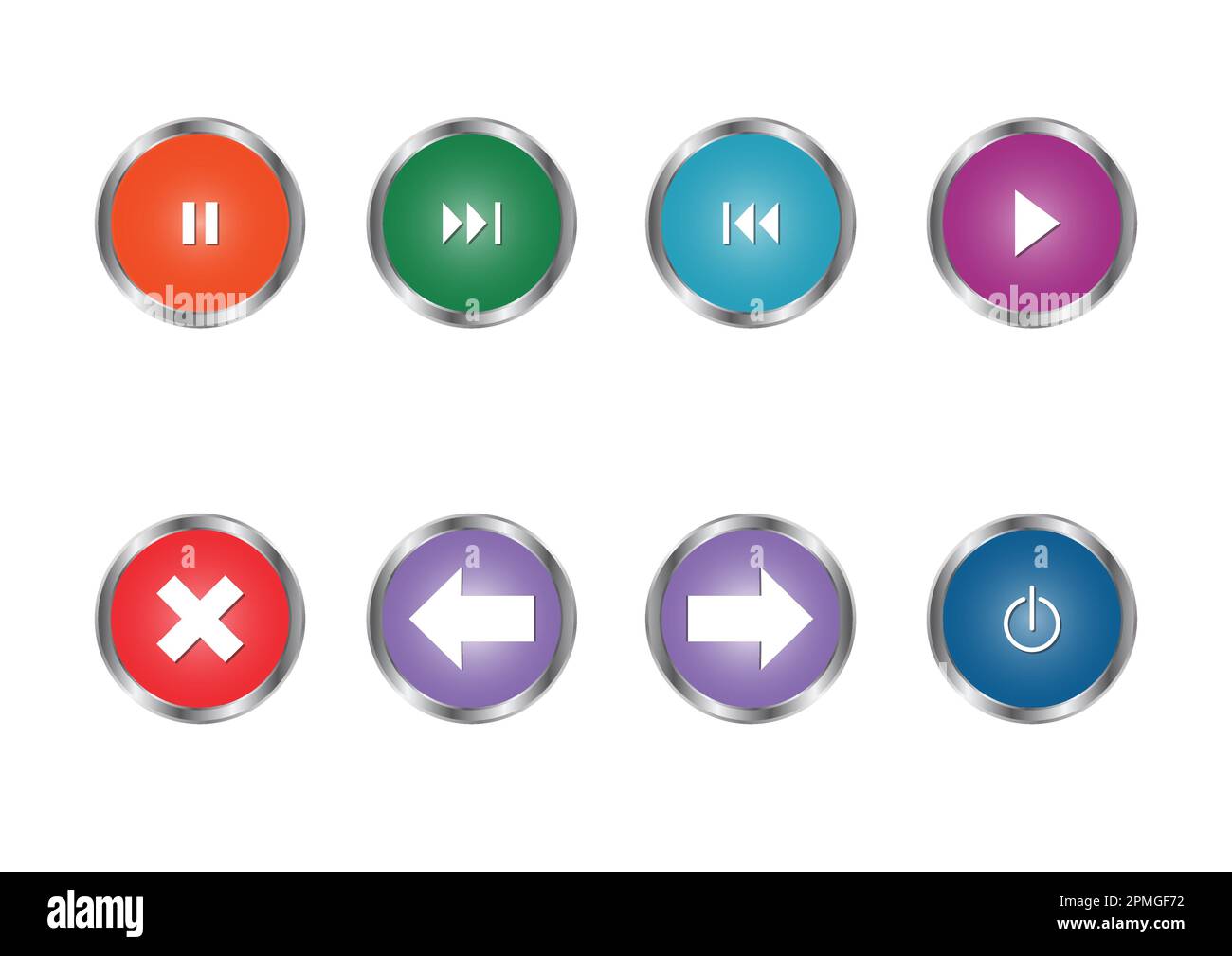 Different colors of round buttons for web or application Stock Vector