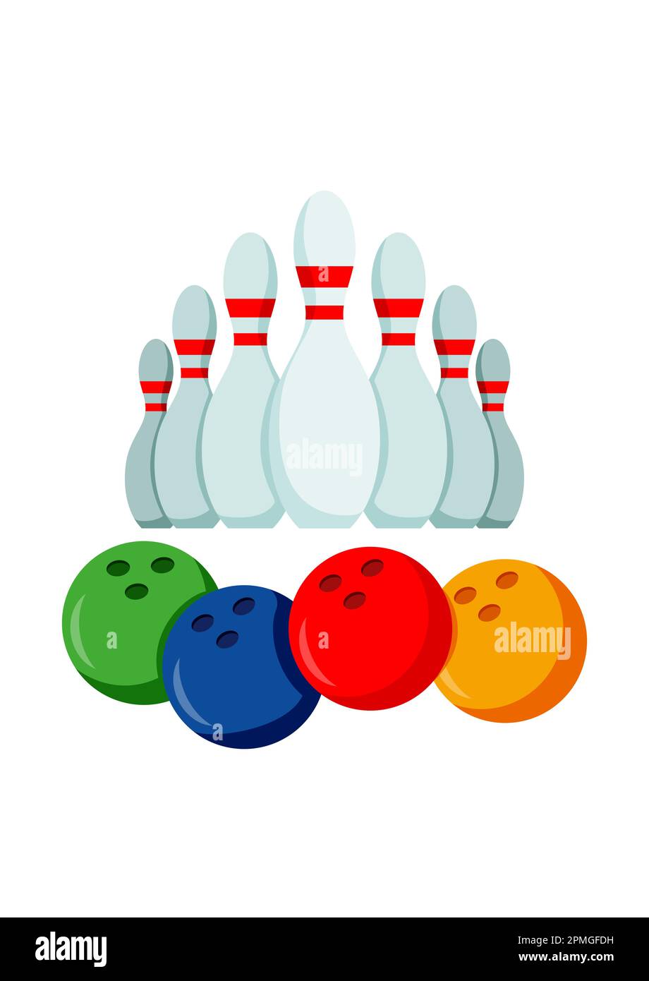 Colorful Bowling Clipart Vector Flat Design Isolated On White
