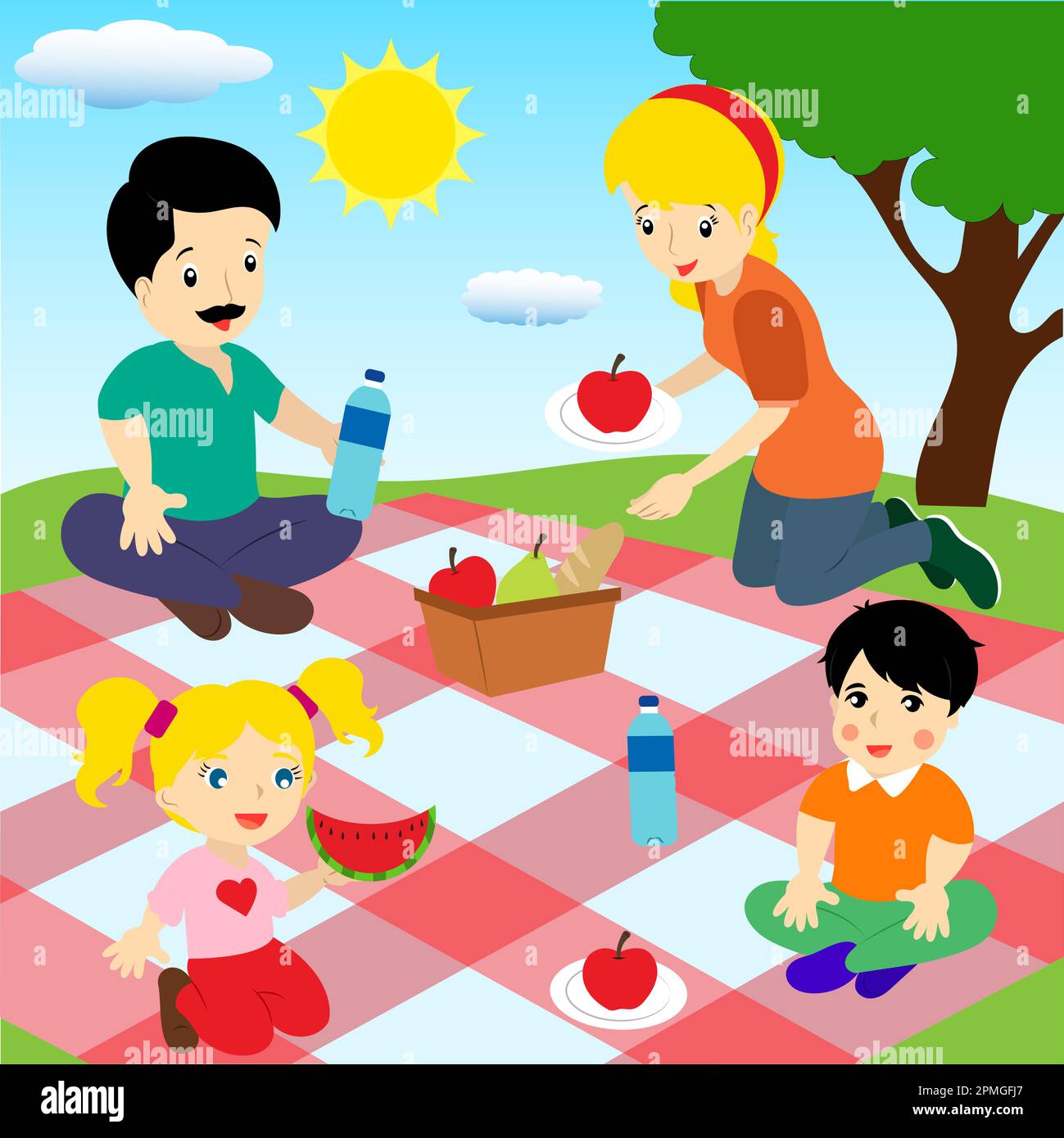 happy family on a picnic Stock Vector