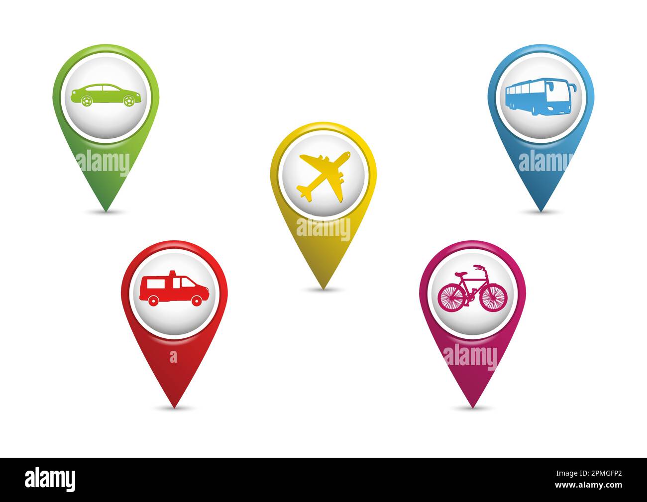 Flat Transport Location Signs Vivid Design Vector Stock Vector Image