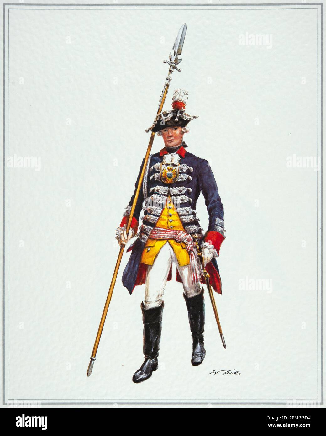 Infantry officer of the Guards regiment of the Landgraviate of Hesse-Cassel around 1760 Stock Photo